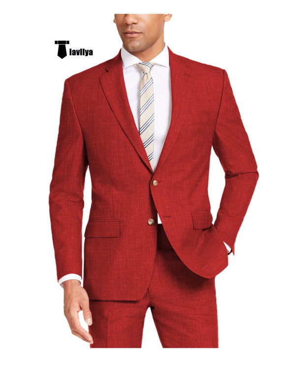Tiavllya Tiavllya Casual Men's 2 Pieces Suit Notch Lapel Linen For Wedding (Blazer+Pants)