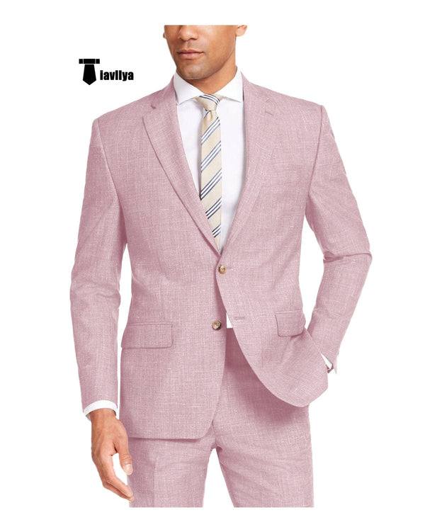 Tiavllya Tiavllya Casual Men's 2 Pieces Suit Notch Lapel Linen For Wedding (Blazer+Pants)