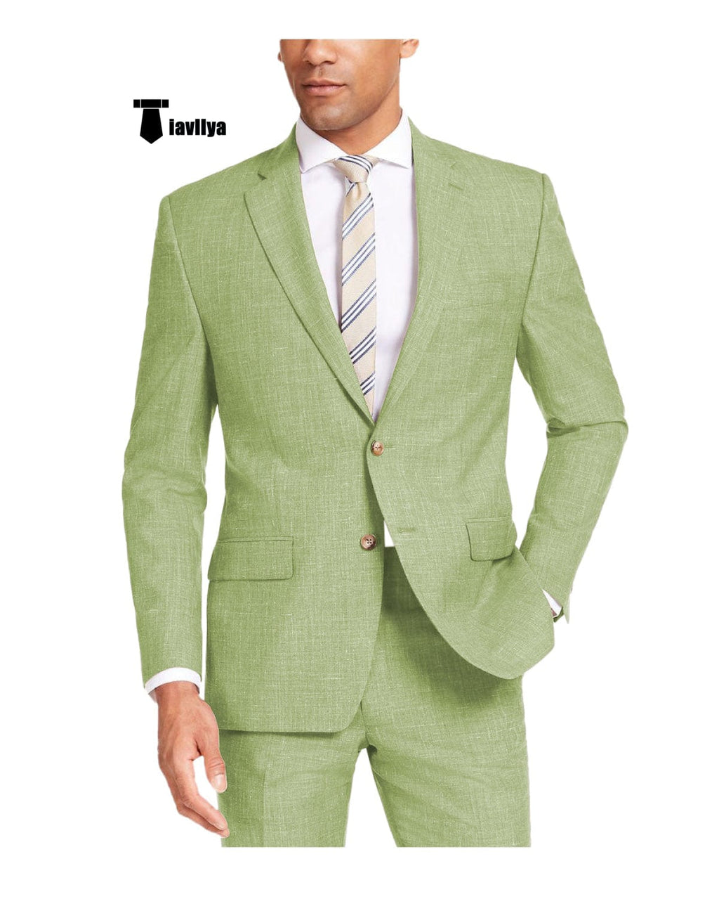 Tiavllya Tiavllya Casual Men's 2 Pieces Suit Notch Lapel Linen For Wedding (Blazer+Pants)
