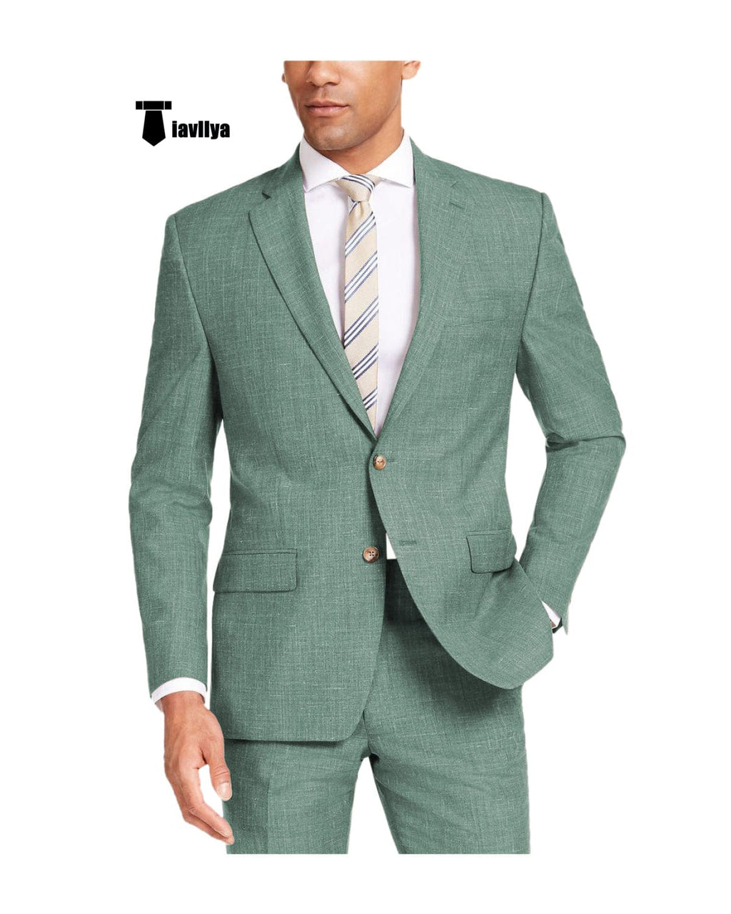Tiavllya Tiavllya Casual Men's 2 Pieces Suit Notch Lapel Linen For Wedding (Blazer+Pants)