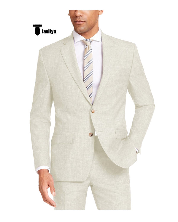Tiavllya Tiavllya Casual Men's 2 Pieces Suit Notch Lapel Linen For Wedding (Blazer+Pants)