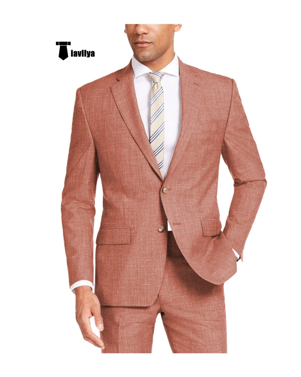 Tiavllya Tiavllya Casual Men's 2 Pieces Suit Notch Lapel Linen For Wedding (Blazer+Pants)