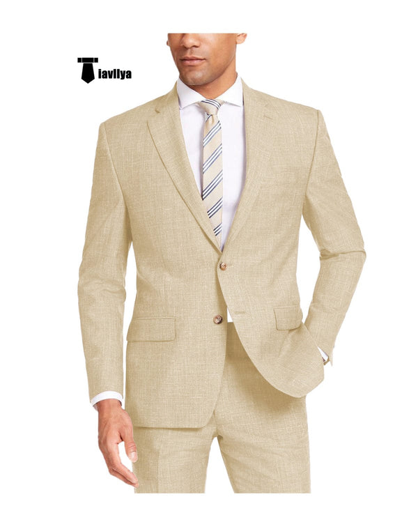 Tiavllya Tiavllya Casual Men's 2 Pieces Suit Notch Lapel Linen For Wedding (Blazer+Pants)