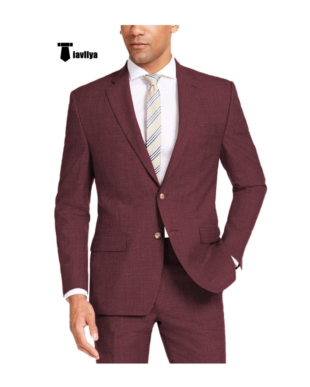 Tiavllya Tiavllya Casual Men's 2 Pieces Suit Notch Lapel Linen For Wedding (Blazer+Pants)