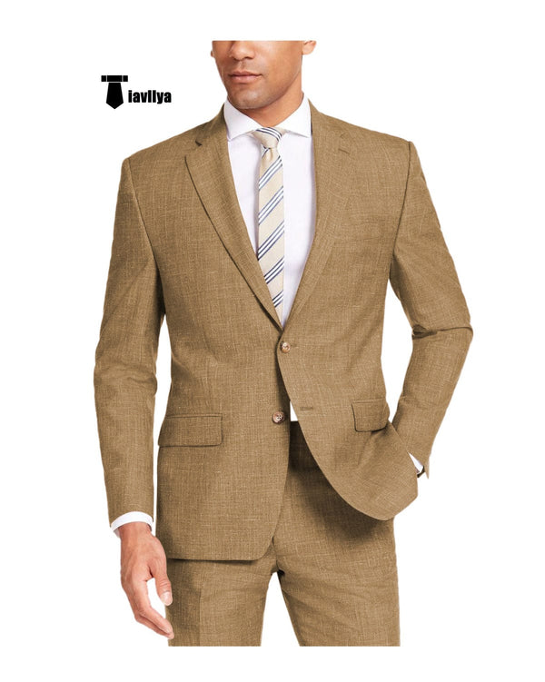 Tiavllya Tiavllya Casual Men's 2 Pieces Suit Notch Lapel Linen For Wedding (Blazer+Pants)
