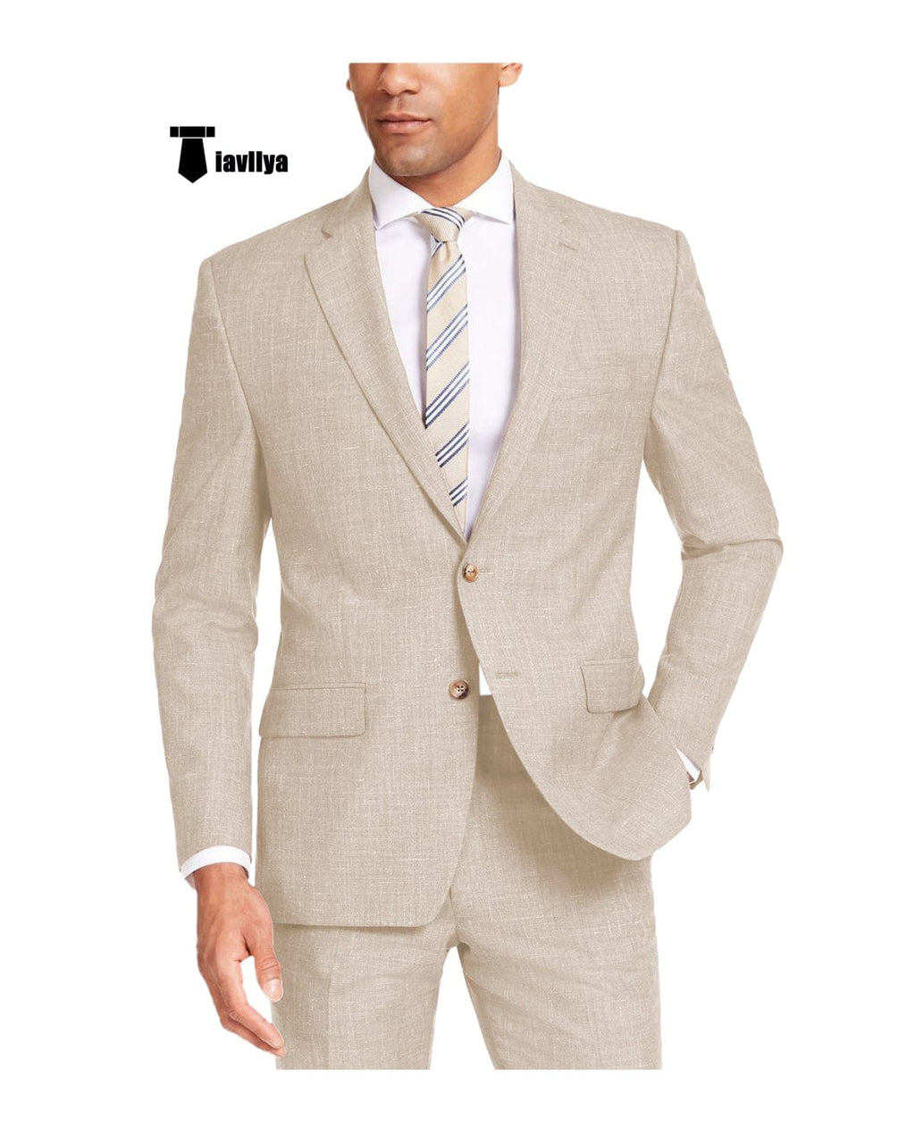 Tiavllya Tiavllya Casual Men's 2 Pieces Suit Notch Lapel Linen For Wedding (Blazer+Pants)