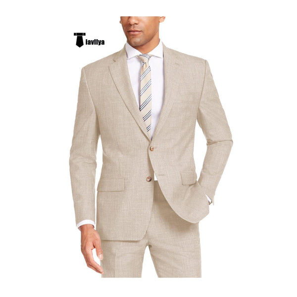 Tiavllya Tiavllya Casual Men's 2 Pieces Suit Notch Lapel Linen For Wedding (Blazer+Pants)