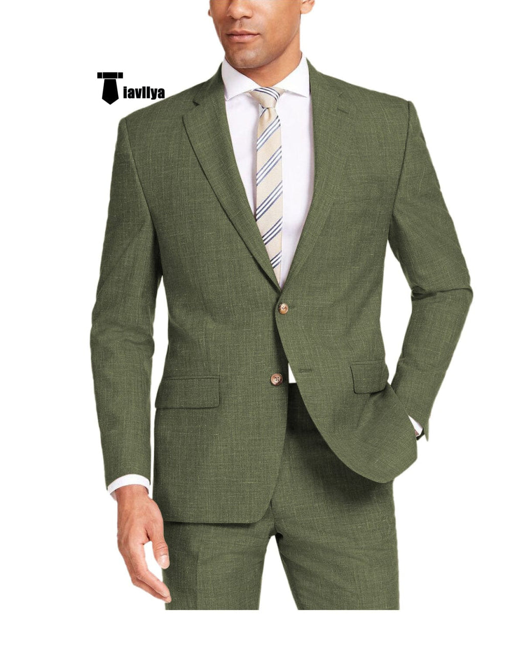 Tiavllya Tiavllya Casual Men's 2 Pieces Suit Notch Lapel Linen For Wedding (Blazer+Pants)