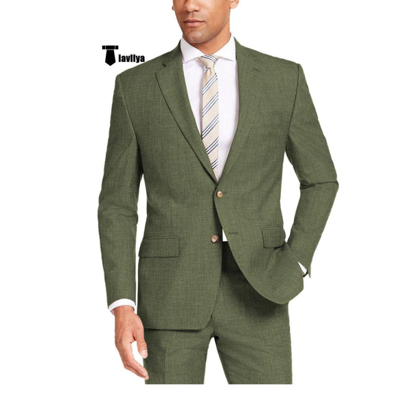 Tiavllya Tiavllya Casual Men's 2 Pieces Suit Notch Lapel Linen For Wedding (Blazer+Pants)