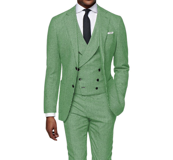 Tiavllya Tiavllya Casual Men's 3 Pieces Houndstooth Notch Lapel Tuxedos (Blazer+vest+Pants)