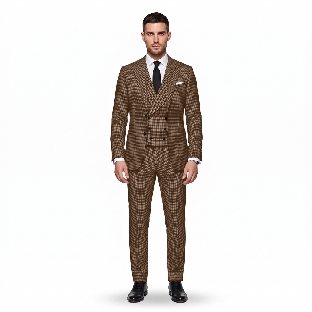 Tiavllya Tiavllya Casual Men's 3 Pieces Houndstooth Notch Lapel Tuxedos (Blazer+Vest+Pants)