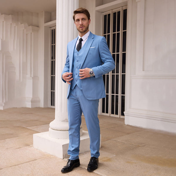 Tiavllya Tiavllya Casual Men's 3 Pieces Mens Suit Notch Lapel Flat Tuxedos (Blazer+vest+Pants)