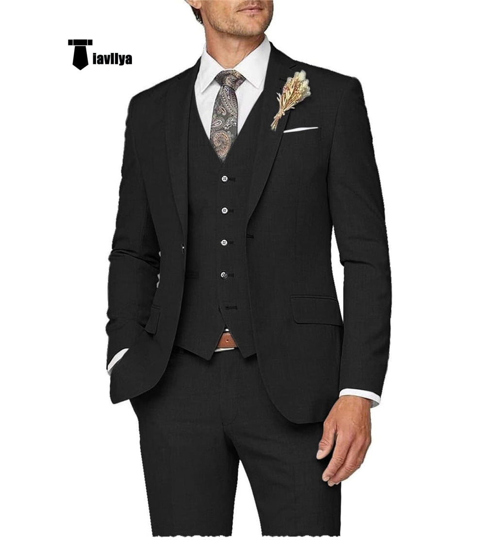 Tiavllya Tiavllya Casual Men's 3 Pieces Mens Suit Notch Lapel Linen For Wedding (Blazer+vest+Pants)