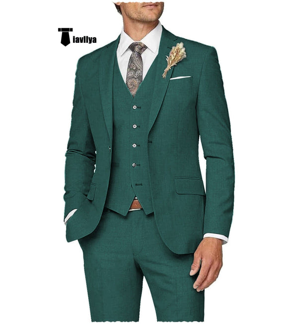 Tiavllya Tiavllya Casual Men's 3 Pieces Mens Suit Notch Lapel Linen For Wedding (Blazer+vest+Pants)