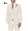Tiavllya Tiavllya Casual Men's 3 Pieces Mens Suit Notch Lapel Linen For Wedding (Blazer+vest+Pants)