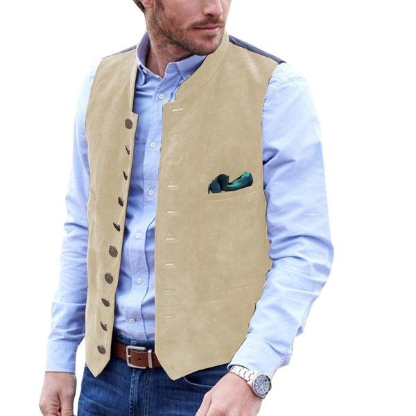 Tiavllya Tiavllya Casual Men's Classic Suede Stand Collar Waistcoat Denim Vest