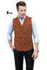 Tiavllya Tiavllya Casual Men's Classic Tweed Herringbone Peak Lapel Waistcoat