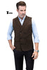 Tiavllya Tiavllya Casual Men's Classic Tweed Herringbone Peak Lapel Waistcoat