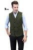 Tiavllya Tiavllya Casual Men's Classic Tweed Herringbone Peak Lapel Waistcoat