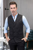 Tiavllya Tiavllya Casual Men's Classic Tweed Herringbone Peak Lapel Waistcoat