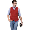 Tiavllya Tiavllya Casual Men's Classic Tweed Plaid Notch Lapel Waistcoat