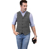 Tiavllya Tiavllya Casual Men's Classic Tweed Plaid Notch Lapel Waistcoat