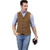 Tiavllya Tiavllya Casual Men's Classic Tweed Plaid Notch Lapel Waistcoat