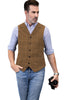 Tiavllya Tiavllya Casual Men's Classic Tweed Plaid Notch Lapel Waistcoat