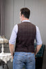 Tiavllya Tiavllya Casual Men's Classic Tweed Plaid Notch Lapel Waistcoat