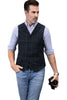 Tiavllya Tiavllya Casual Men's Classic Tweed Plaid Notch Lapel Waistcoat