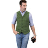 Tiavllya Tiavllya Casual Men's Classic Tweed Plaid Notch Lapel Waistcoat