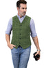 Tiavllya Tiavllya Casual Men's Classic Tweed Plaid Notch Lapel Waistcoat
