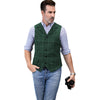 Tiavllya Tiavllya Casual Men's Classic Tweed Plaid Notch Lapel Waistcoat