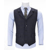 Tiavllya Tiavllya Casual Men's Classic Tweed Plaid Notch Lapel Waistcoat