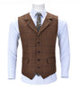 Tiavllya Tiavllya Casual Men's Classic Tweed Plaid Notch Lapel Waistcoat