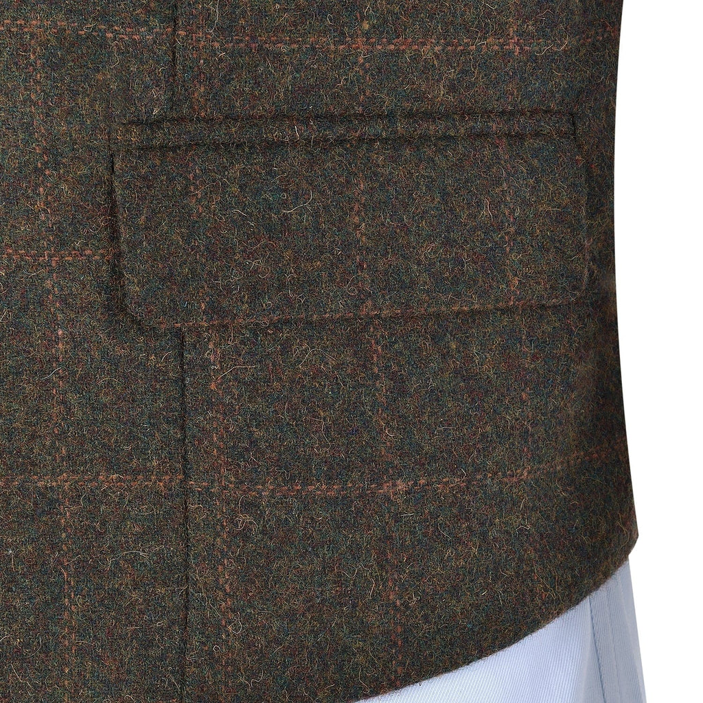 Tiavllya Tiavllya Casual Men's Classic Tweed Plaid Notch Lapel Waistcoat