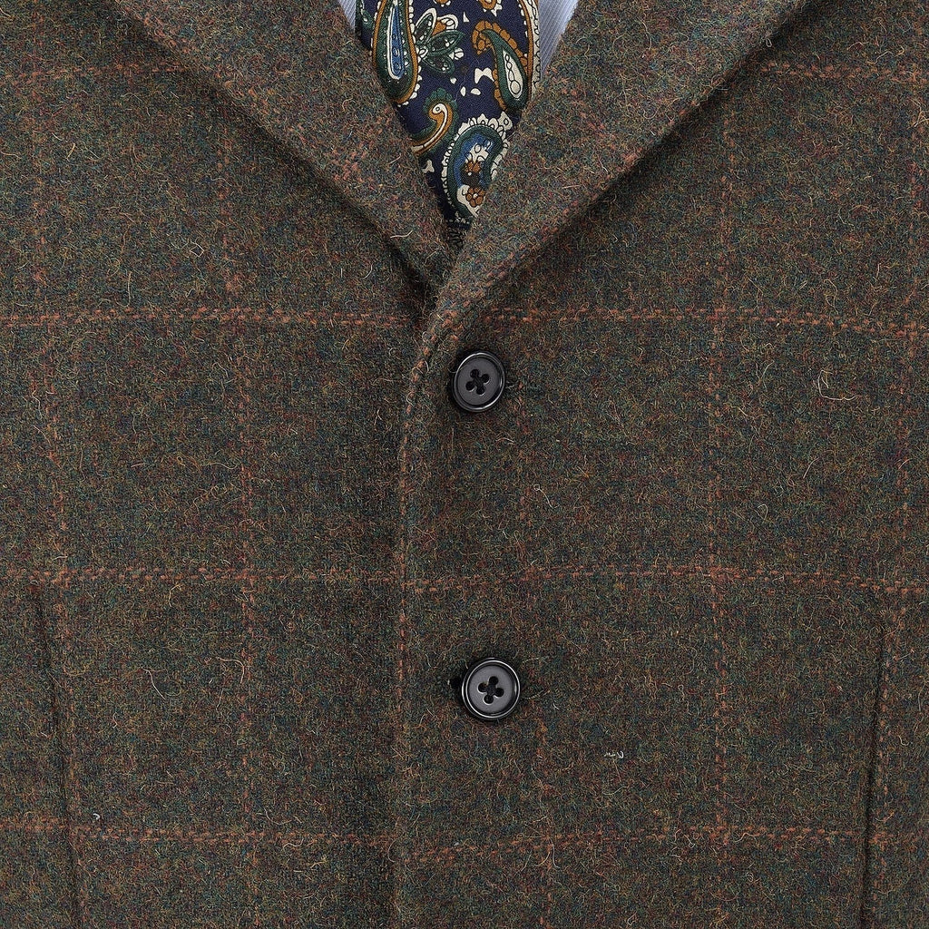 Tiavllya Tiavllya Casual Men's Classic Tweed Plaid Notch Lapel Waistcoat
