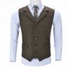 Tiavllya Tiavllya Casual Men's Classic Tweed Plaid Notch Lapel Waistcoat