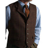 Tiavllya Tiavllya Casual Men's Classic Tweed Plaid Notch Lapel Waistcoat