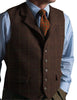 Tiavllya Tiavllya Casual Men's Classic Tweed Plaid Notch Lapel Waistcoat