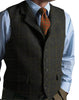 Tiavllya Tiavllya Casual Men's Classic Tweed Plaid Notch Lapel Waistcoat