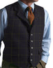 Tiavllya Tiavllya Casual Men's Classic Tweed Plaid Notch Lapel Waistcoat