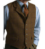 Tiavllya Tiavllya Casual Men's Classic Tweed Plaid Notch Lapel Waistcoat