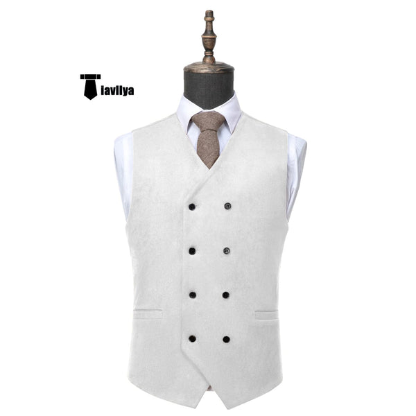 Tiavllya Tiavllya Casual Men's Fashion Double Breasted Suede V Neck Waistcoat Denim Vest