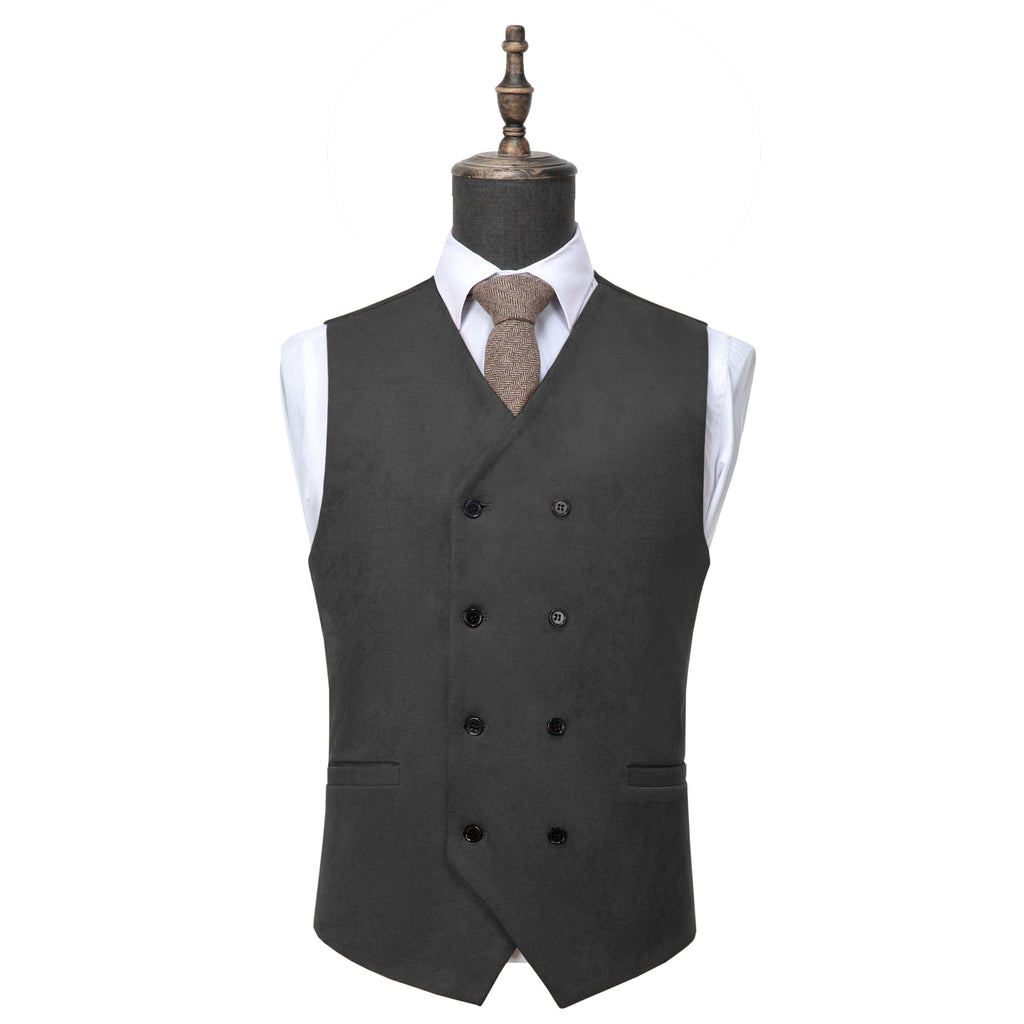 Tiavllya Tiavllya Casual Men's Fashion Double Breasted Suede V Neck Waistcoat Denim Vest