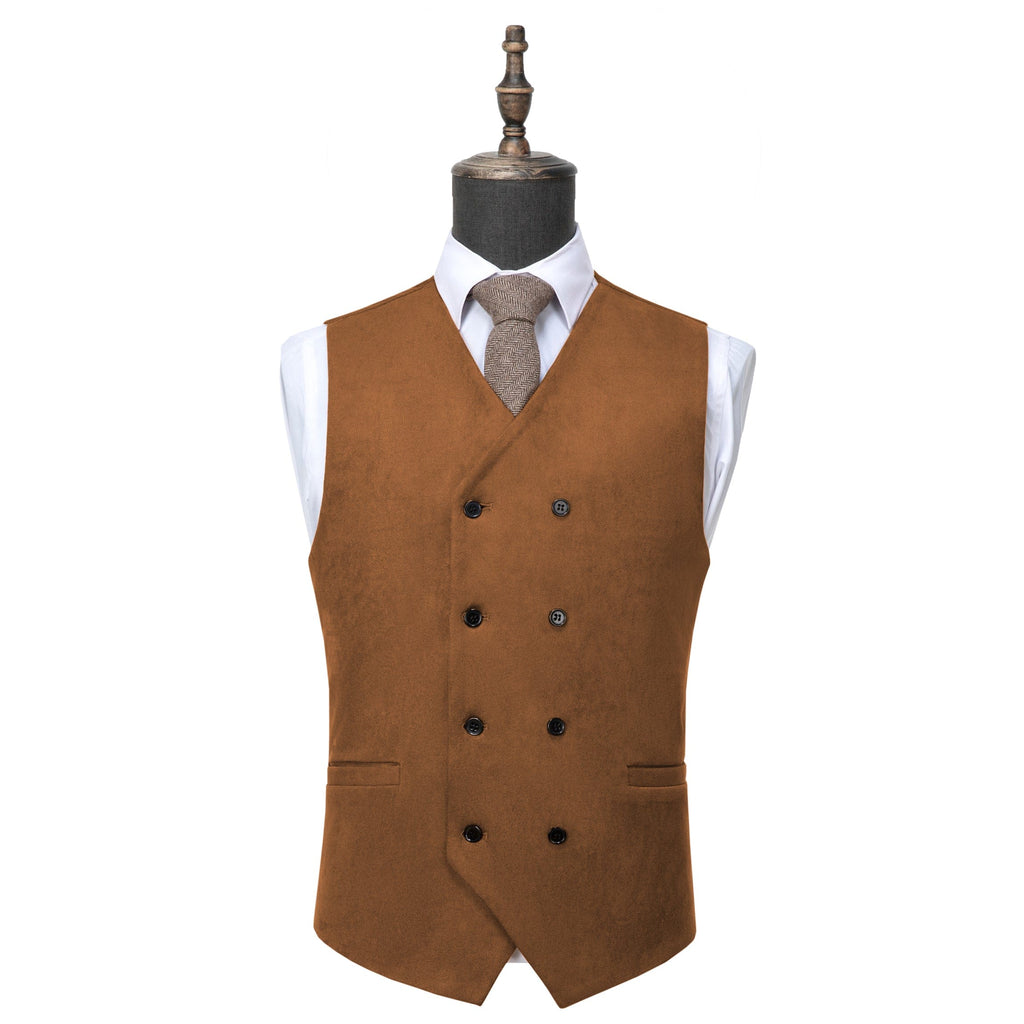 Tiavllya Tiavllya Casual Men's Fashion Double Breasted Suede V Neck Waistcoat Denim Vest