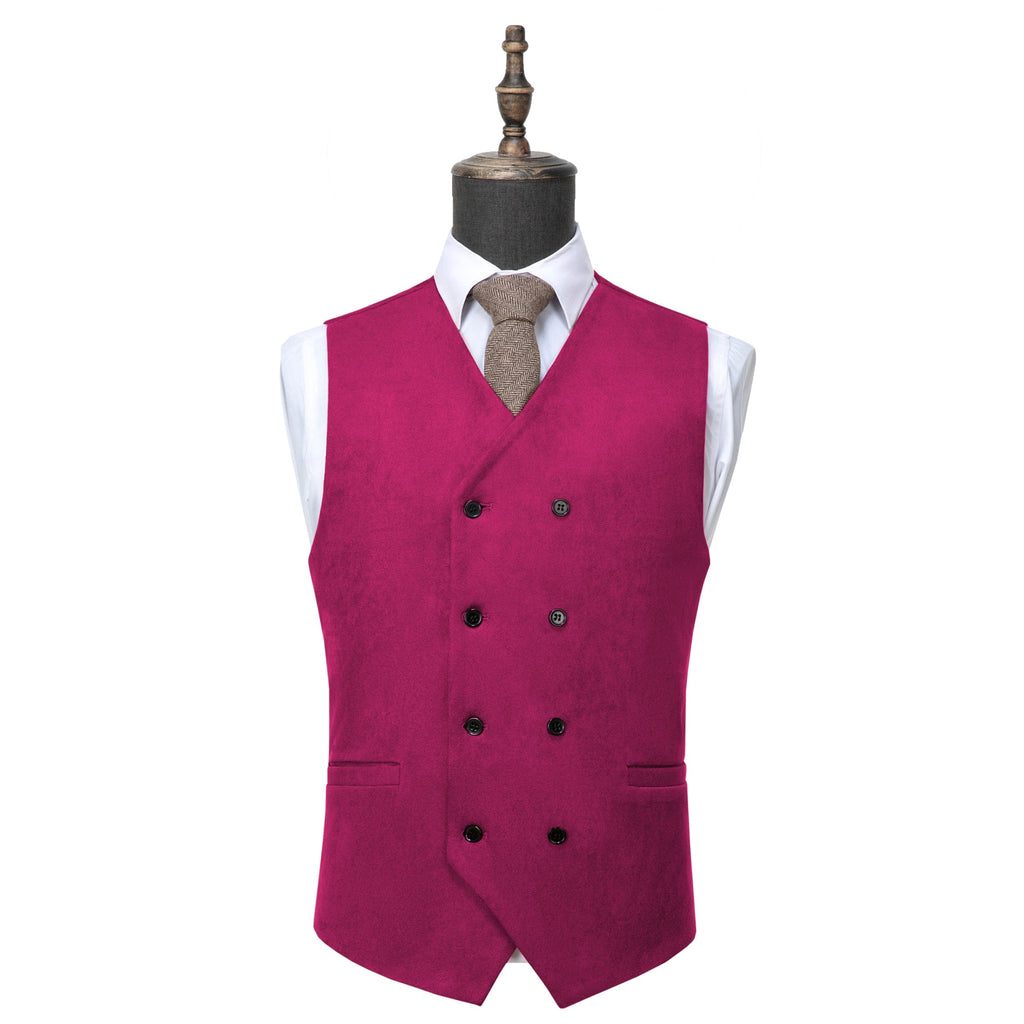 Tiavllya Tiavllya Casual Men's Fashion Double Breasted Suede V Neck Waistcoat Denim Vest