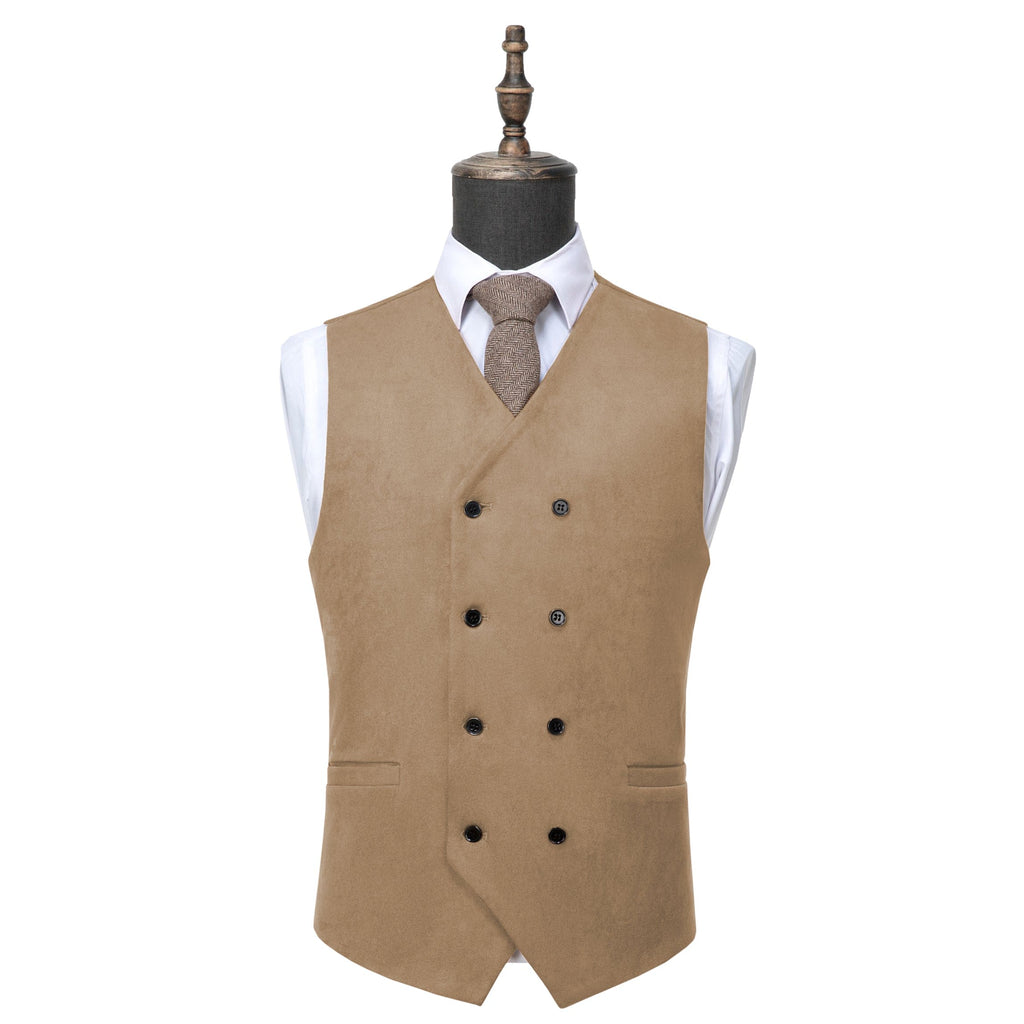 Tiavllya Tiavllya Casual Men's Fashion Double Breasted Suede V Neck Waistcoat Denim Vest