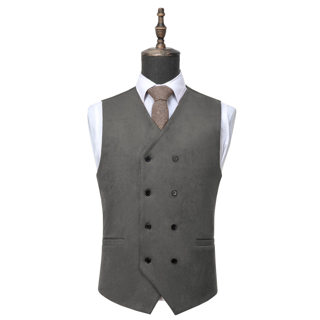 Tiavllya Tiavllya Casual Men's Fashion Double Breasted Suede V Neck Waistcoat Denim Vest