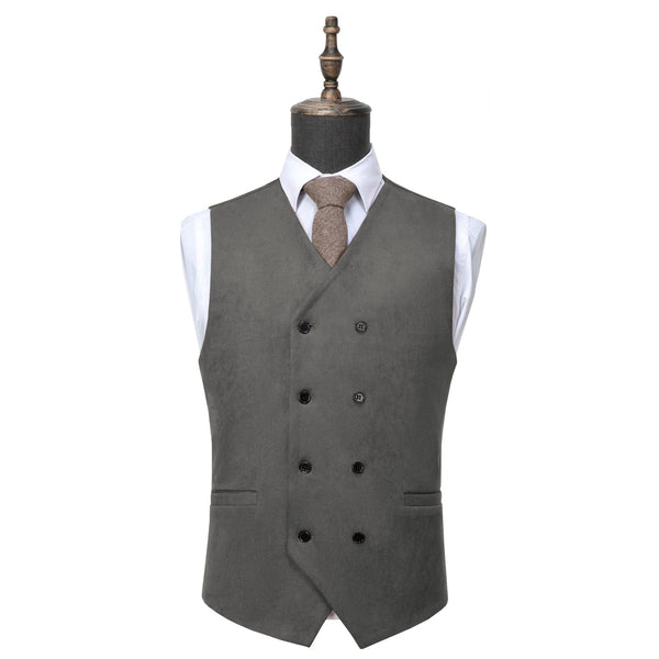 Tiavllya Tiavllya Casual Men's Fashion Double Breasted Suede V Neck Waistcoat Denim Vest